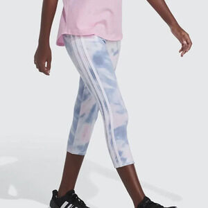NWT adidas Girls' 7/8 Cotton 3 Stripe Print leggings Tights size MEDIUM 10/12